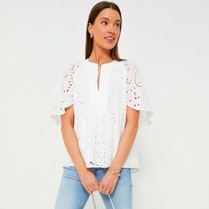 White Eyelet Finley Flutter Sleeve Top, Size XS, EUC, from Tuckernuck